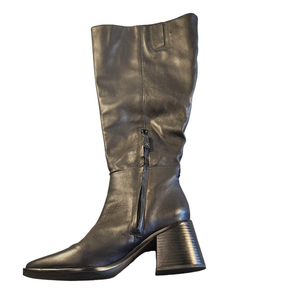 Sam Edelman Boots Womens Size 9.5 Black Leather Riding Knee High Block Heel